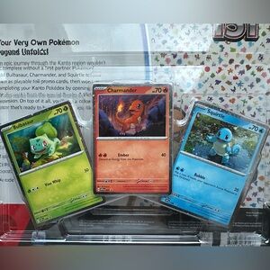Pokémon 151 Poster Box Promo Starters Bulbasaur Charmander Squirtle